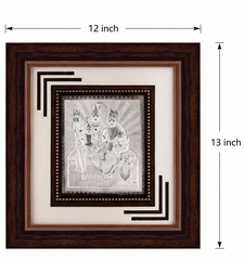 Shiv Parivar Frame - 999 Pure silver , 12 x 13 Inch
