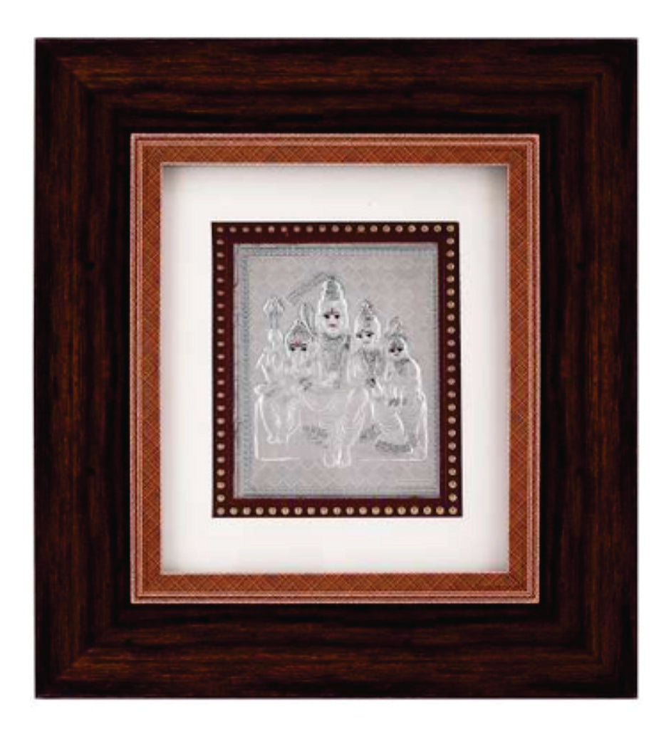 Shiva Parivar Frame - 999 Pure silver , 7 x 8 Inch