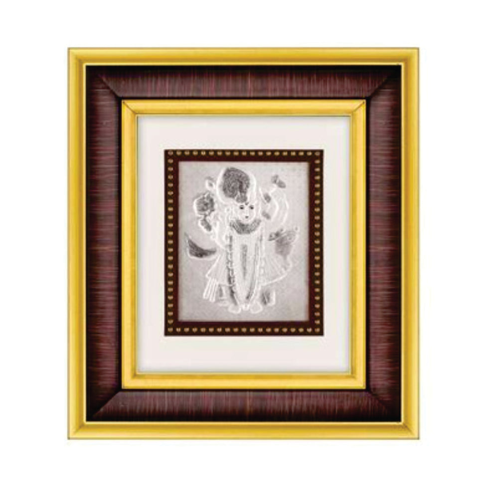 Shree Nathji Frame - 999 Pure silver , 7 x 8 Inch