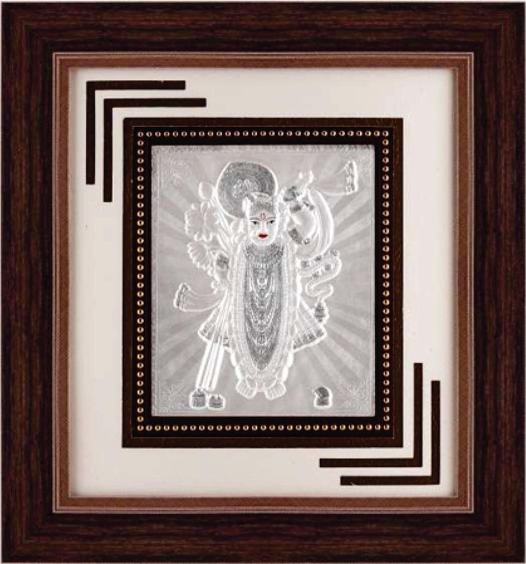 Shree Nathji Frame - 999 Pure silver , 12 x 13 Inch