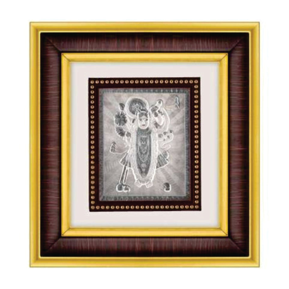 Shree Nathji Frame - 999 Pure silver , 8.5 x 9.5 Inch
