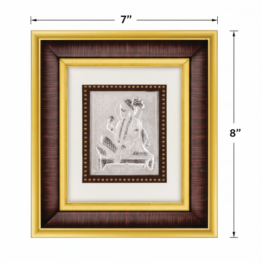 Swami Narayan Frame - 999 Pure silver , 7 x 8 Inch