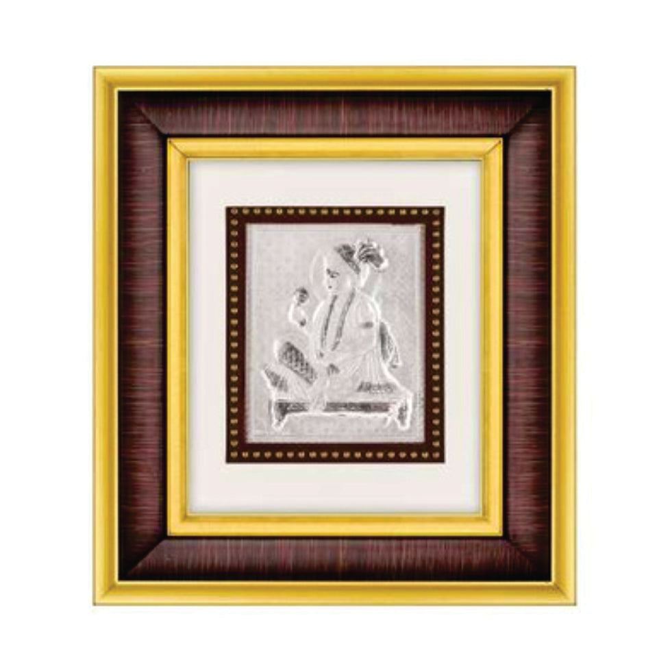 Swami Narayan Frame - 999 Pure silver , 7 x 8 Inch