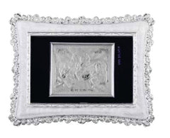 Tri Murti Ganeshji-Laxmiji-Saraswati Frame - 999 Pure silver , 5 x 7 Inch