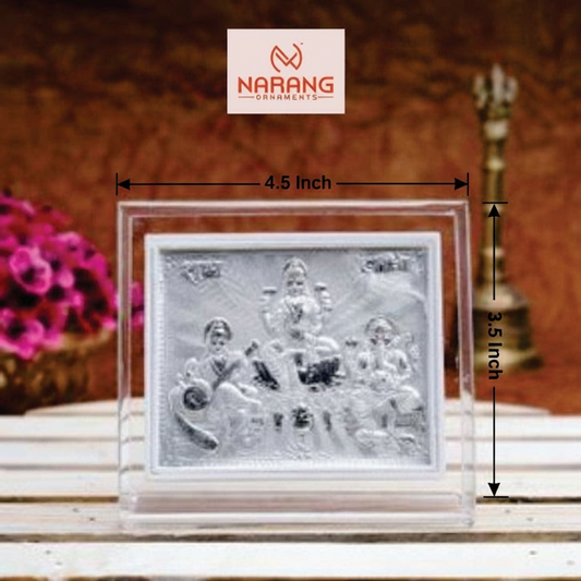 Tri Murti Frame - 999 Pure silver , 3.5 x 4.5 Inch