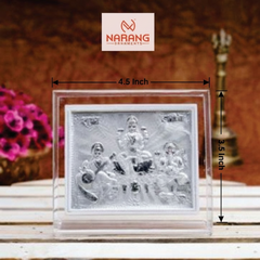 Tri Murti Frame - 999 Pure silver , 3.5 x 4.5 Inch