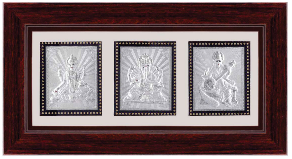 Tri Murti (L.G.S.) Frame - 999 Pure silver , 8 x 14 Inch