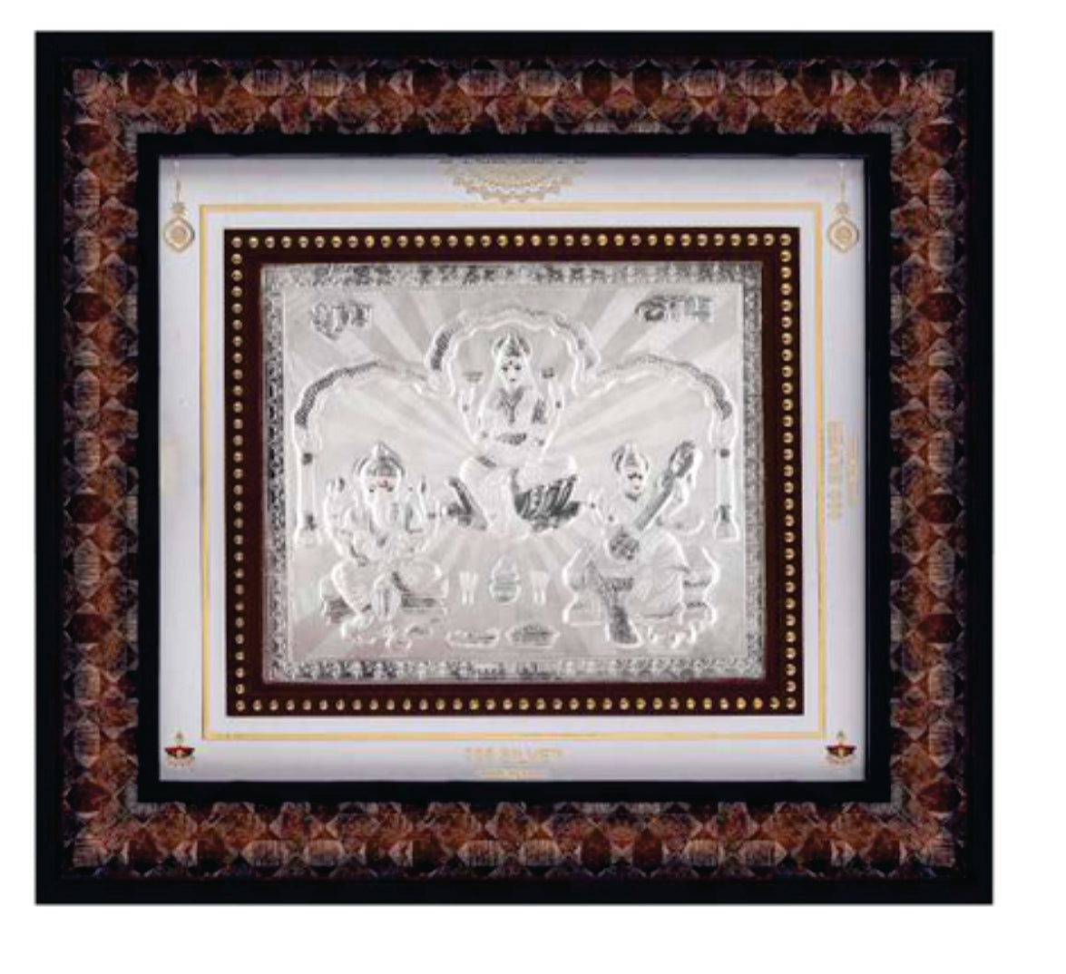 Tri Murti (L.G.S.) Frame - 999 Pure silver , 10 x 11 Inch